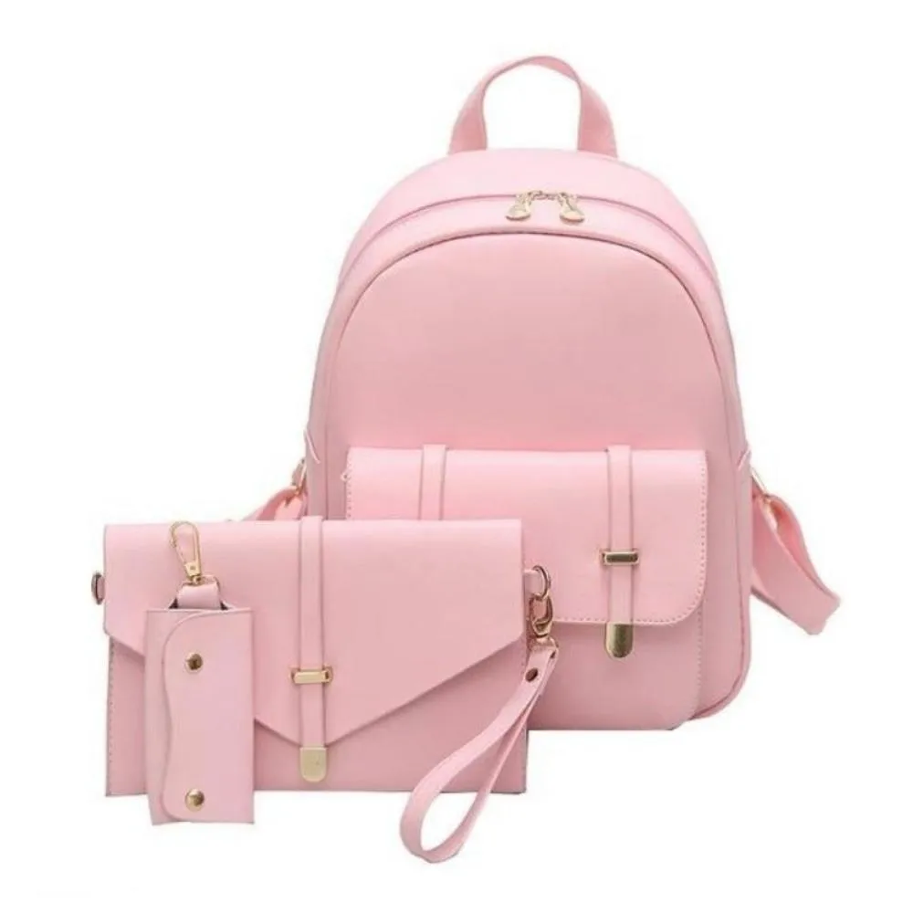 3 pcs Set Leather Shoulder Mini Backpack