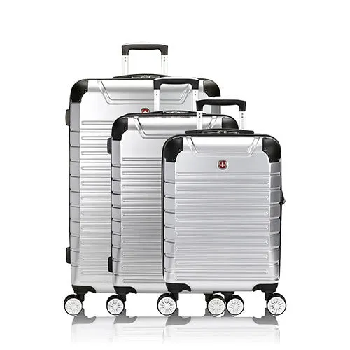 7782 Expandable 3pc Hardside Luggage Set Silver