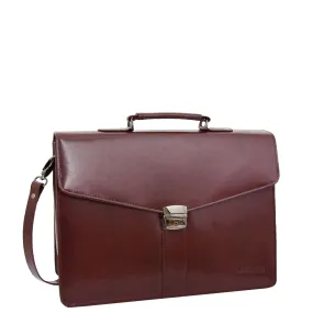 Brown Leather Briefcase For Mens Laptop Business Organiser Shoulder Bag Alvin