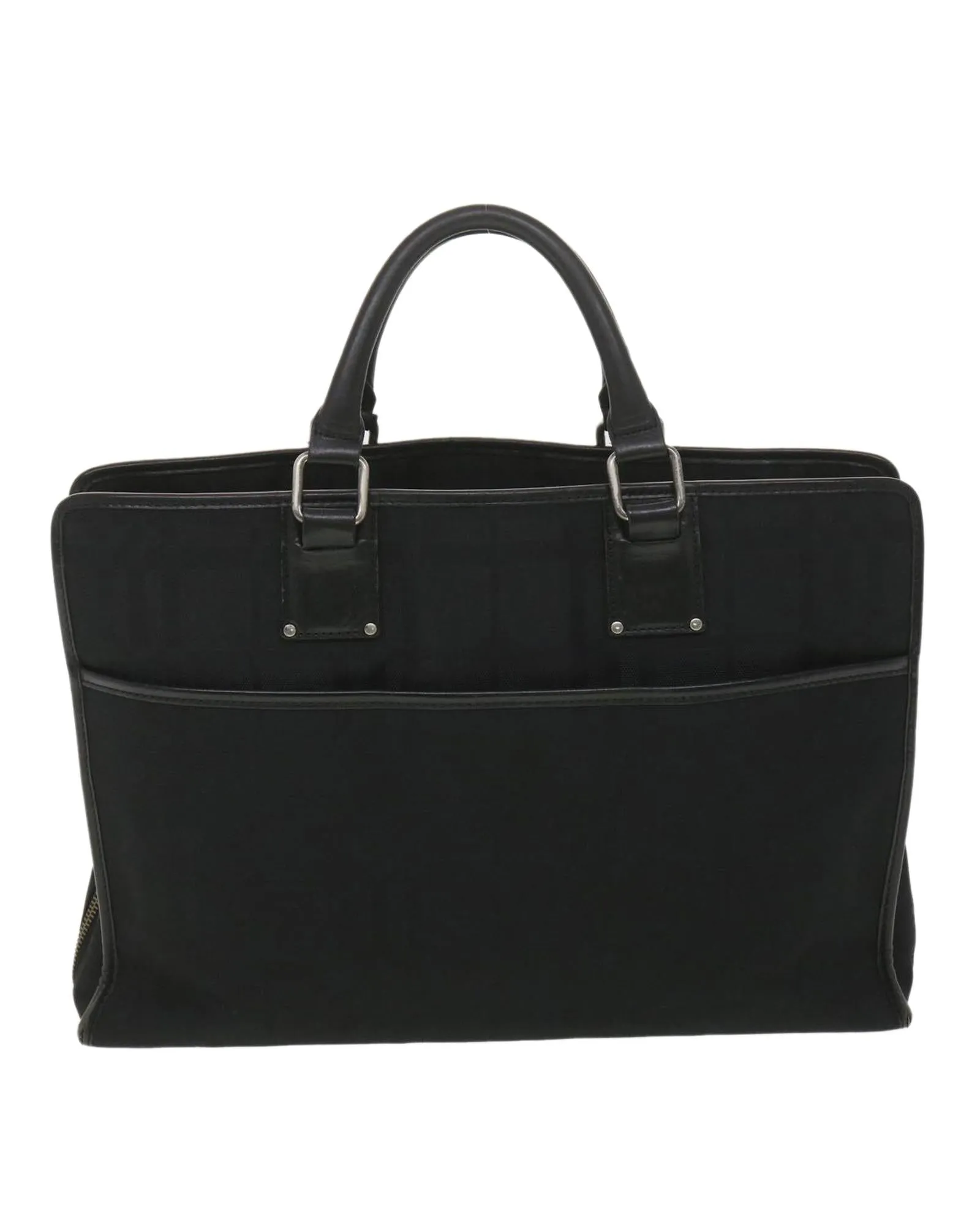 Burberry Black Leather and Canvas Business Briefcase