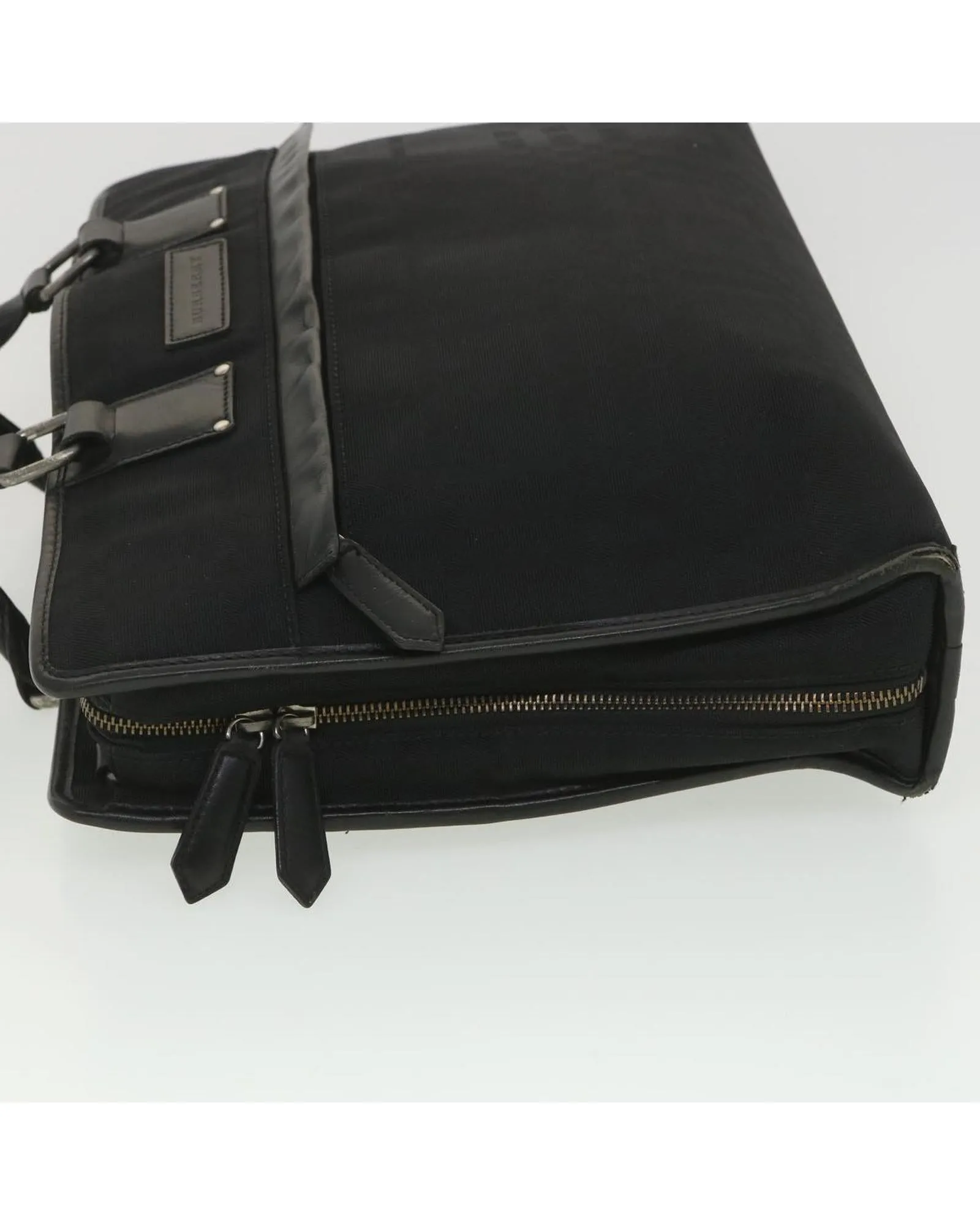 Burberry Black Leather and Canvas Business Briefcase