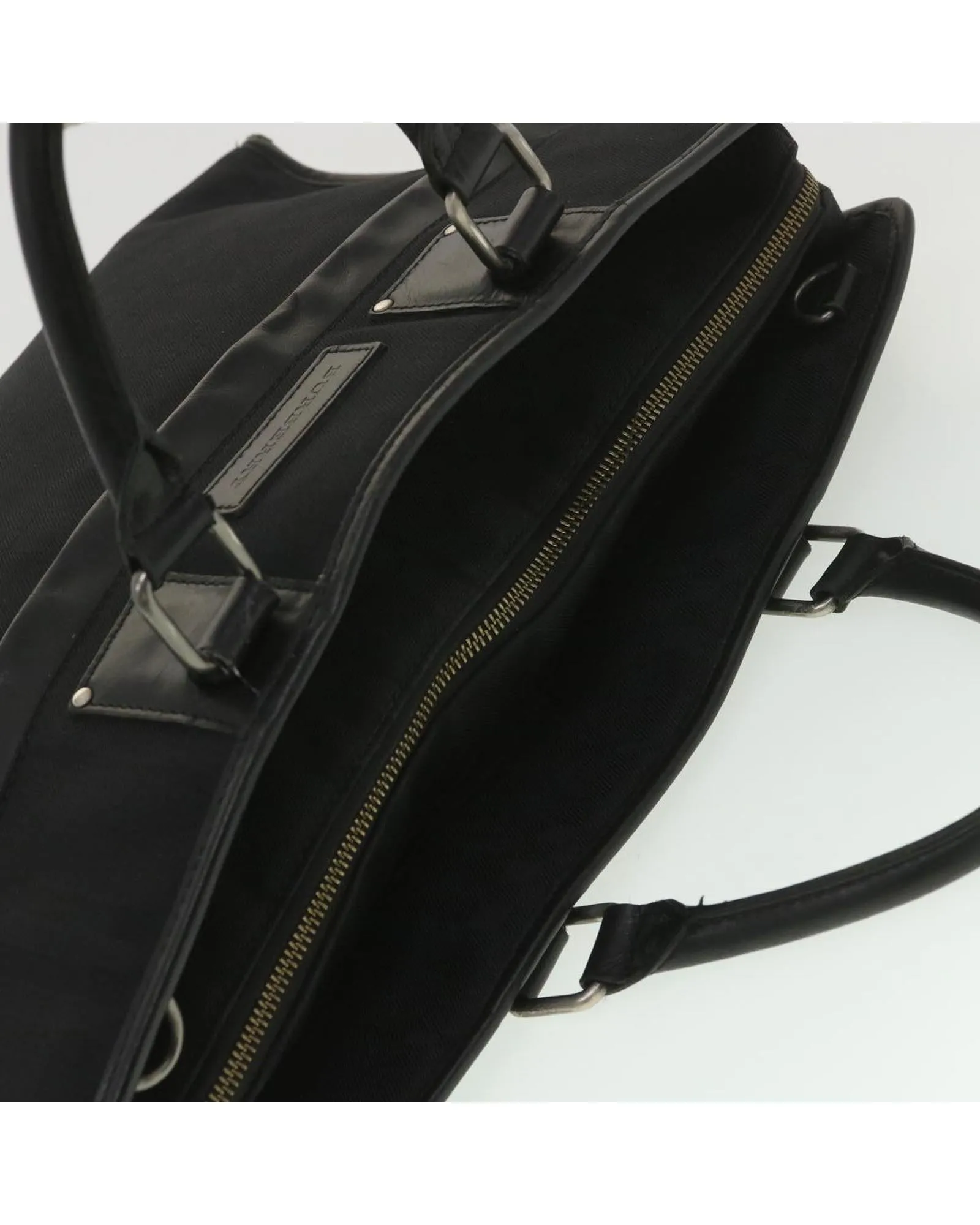 Burberry Black Leather and Canvas Business Briefcase