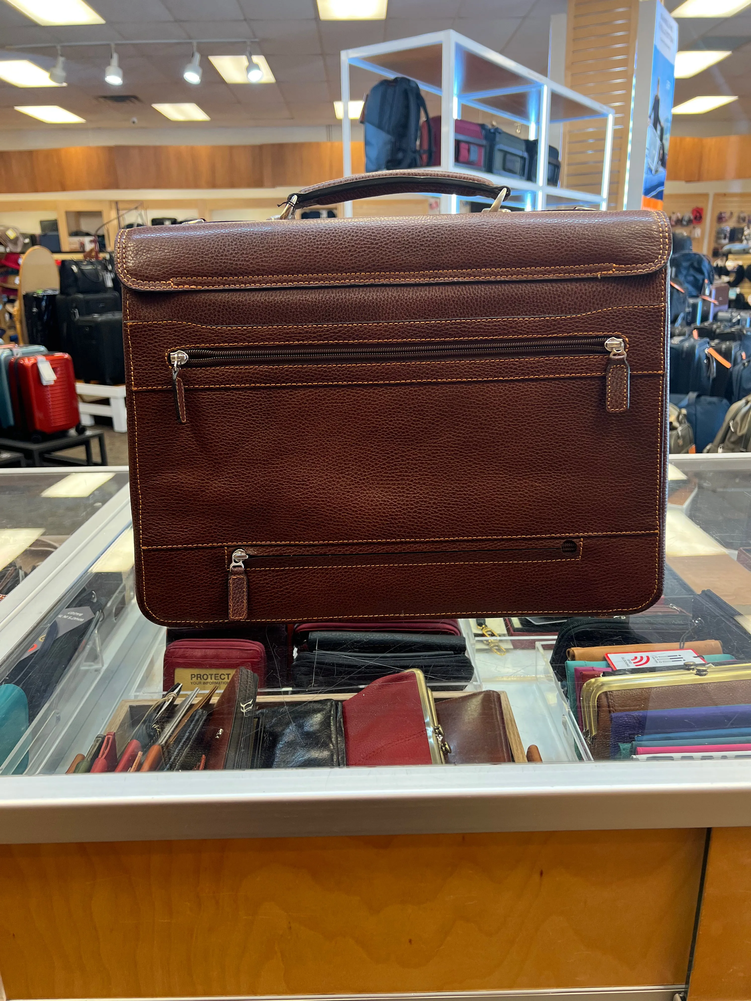 Classico Leather Flap Briefcase- $190