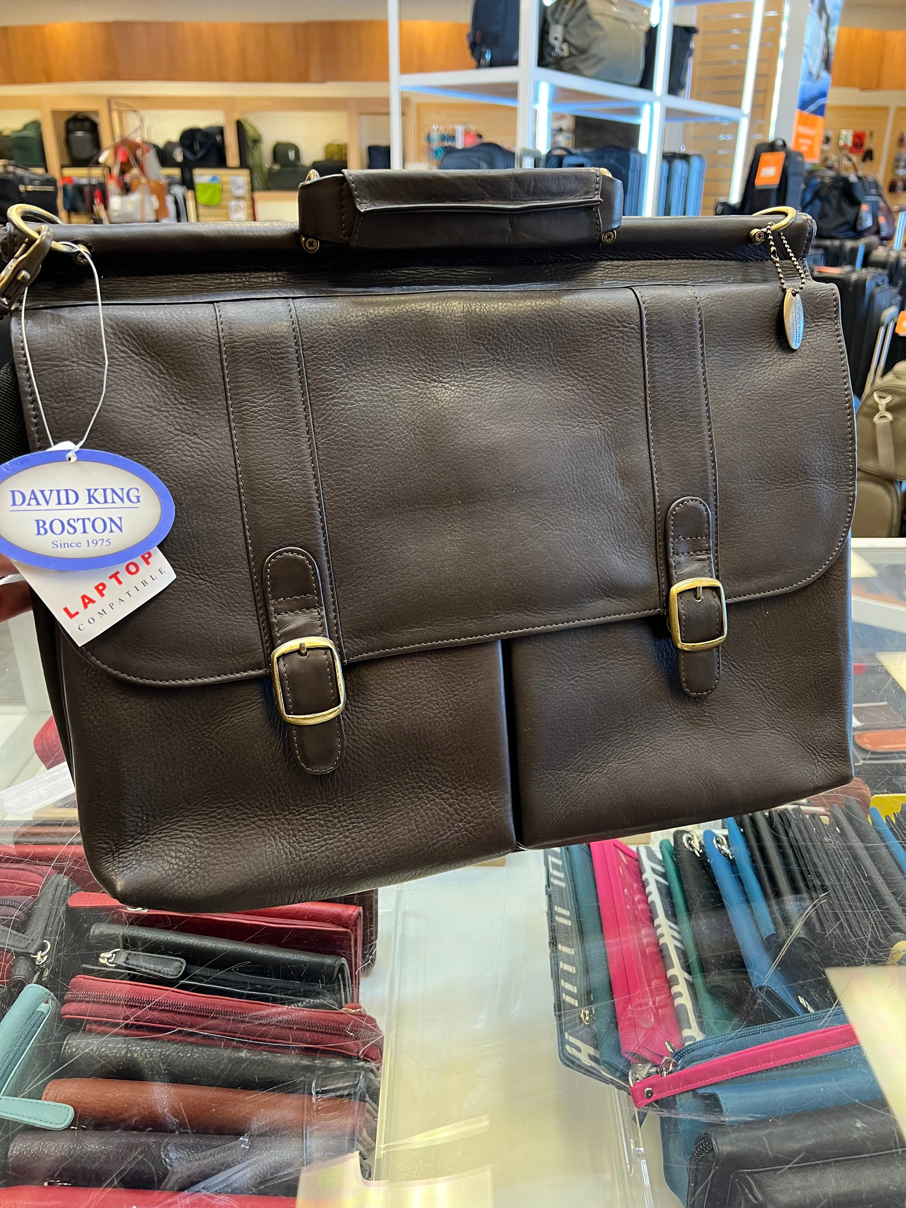 David King Dowel Top Leather Briefcase- $270