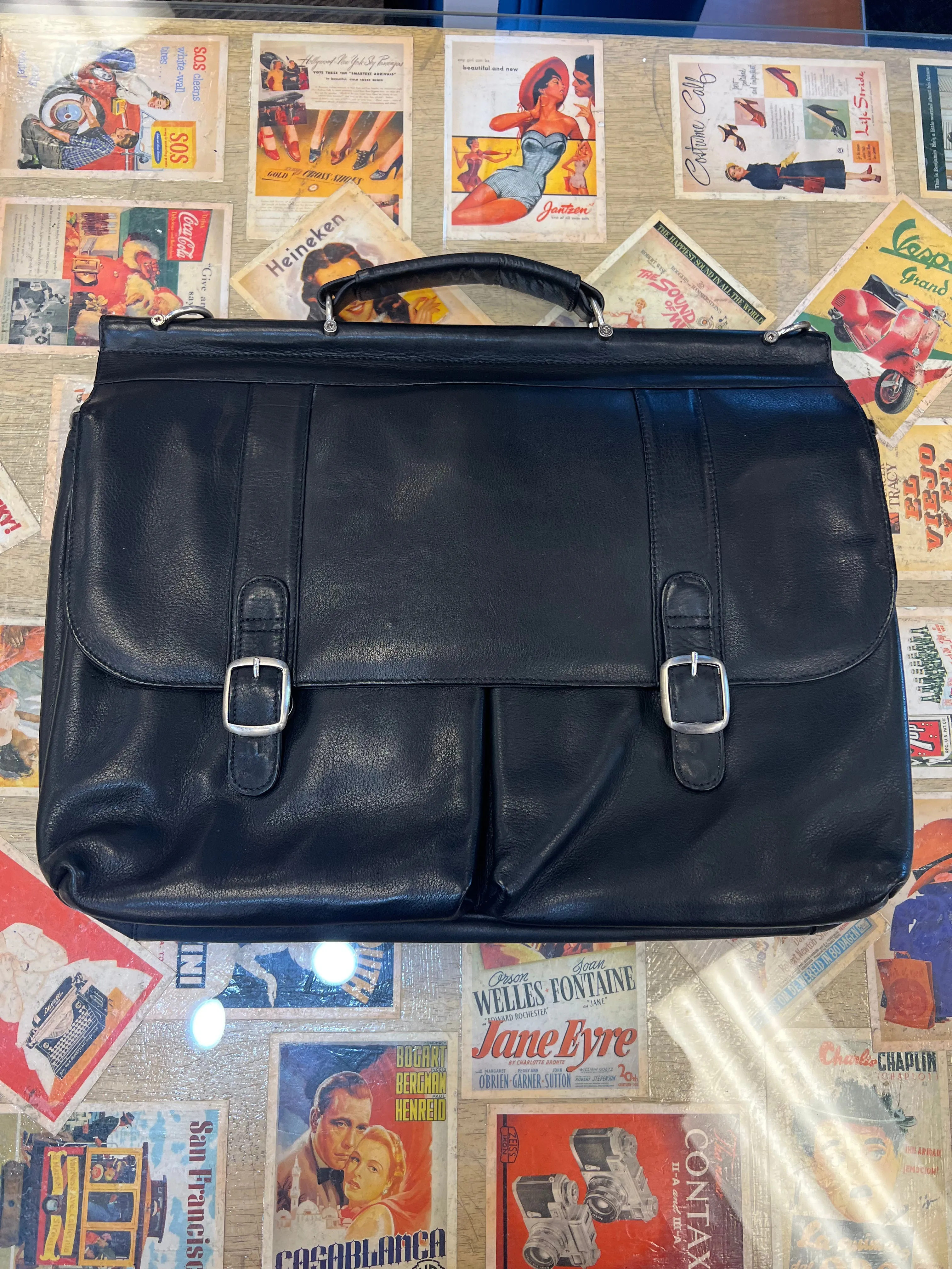 David King Dowel Top Leather Briefcase- $270