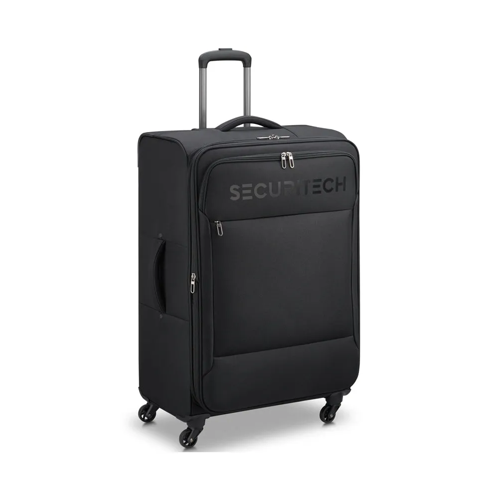 Delsey Paris Securitech Vanguard DY40038 66cm 4 Double Wheels Expandable Cabin Soft Trolley Case - Black