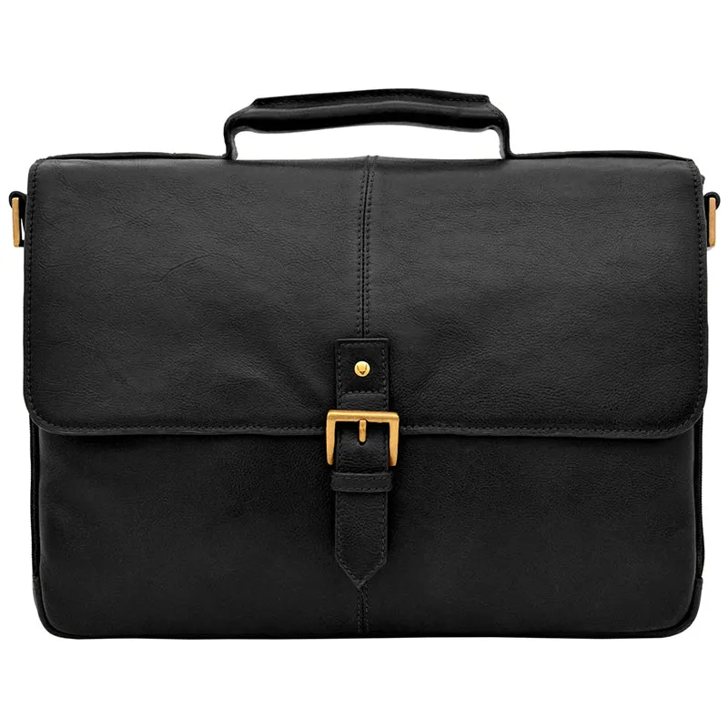 Hidesign Charles Leather 15" Laptop Compatible Briefcase Work Bag Black