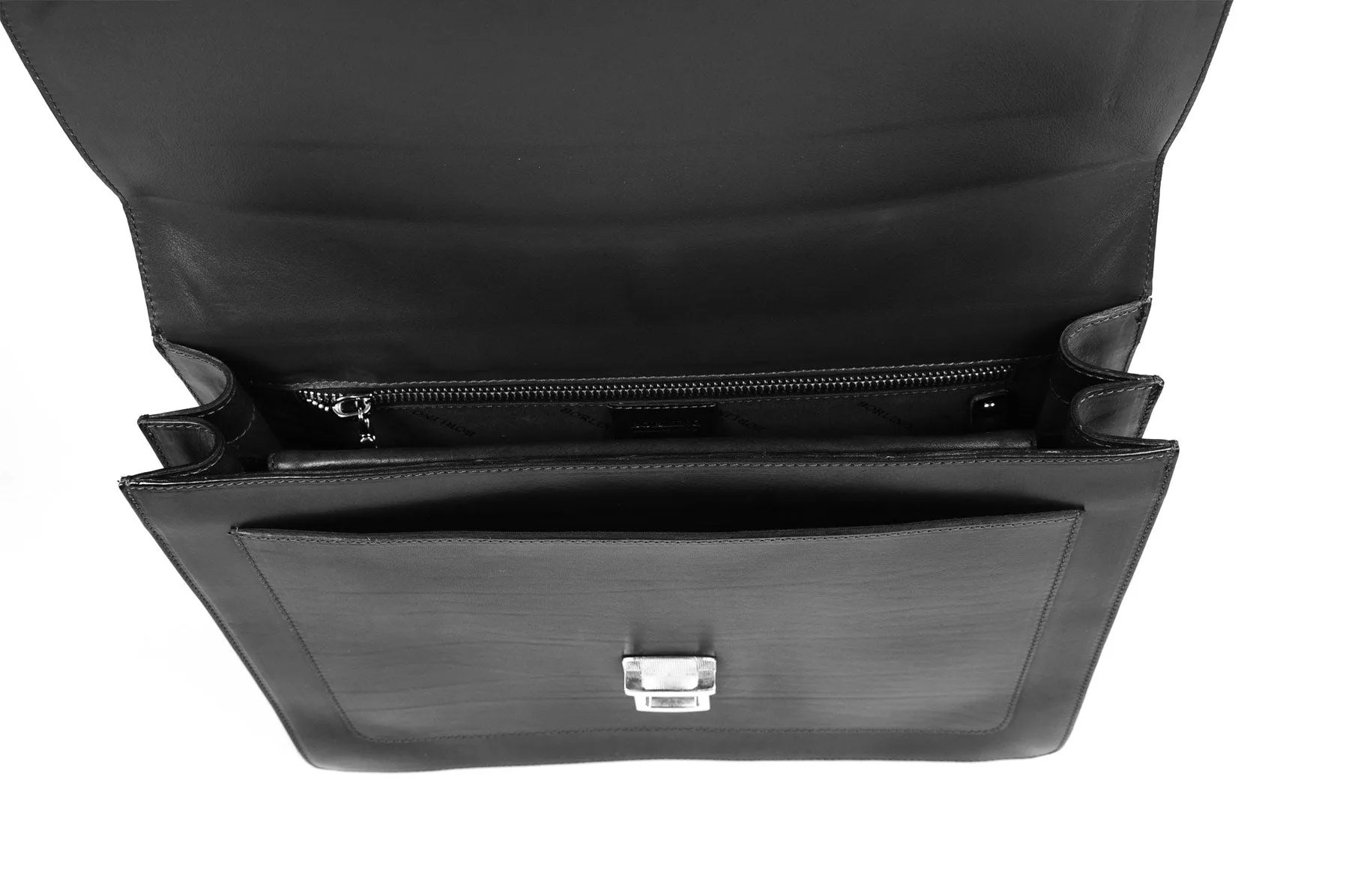 Italian Leather Briefcase - The Arrezo - Onyx Black