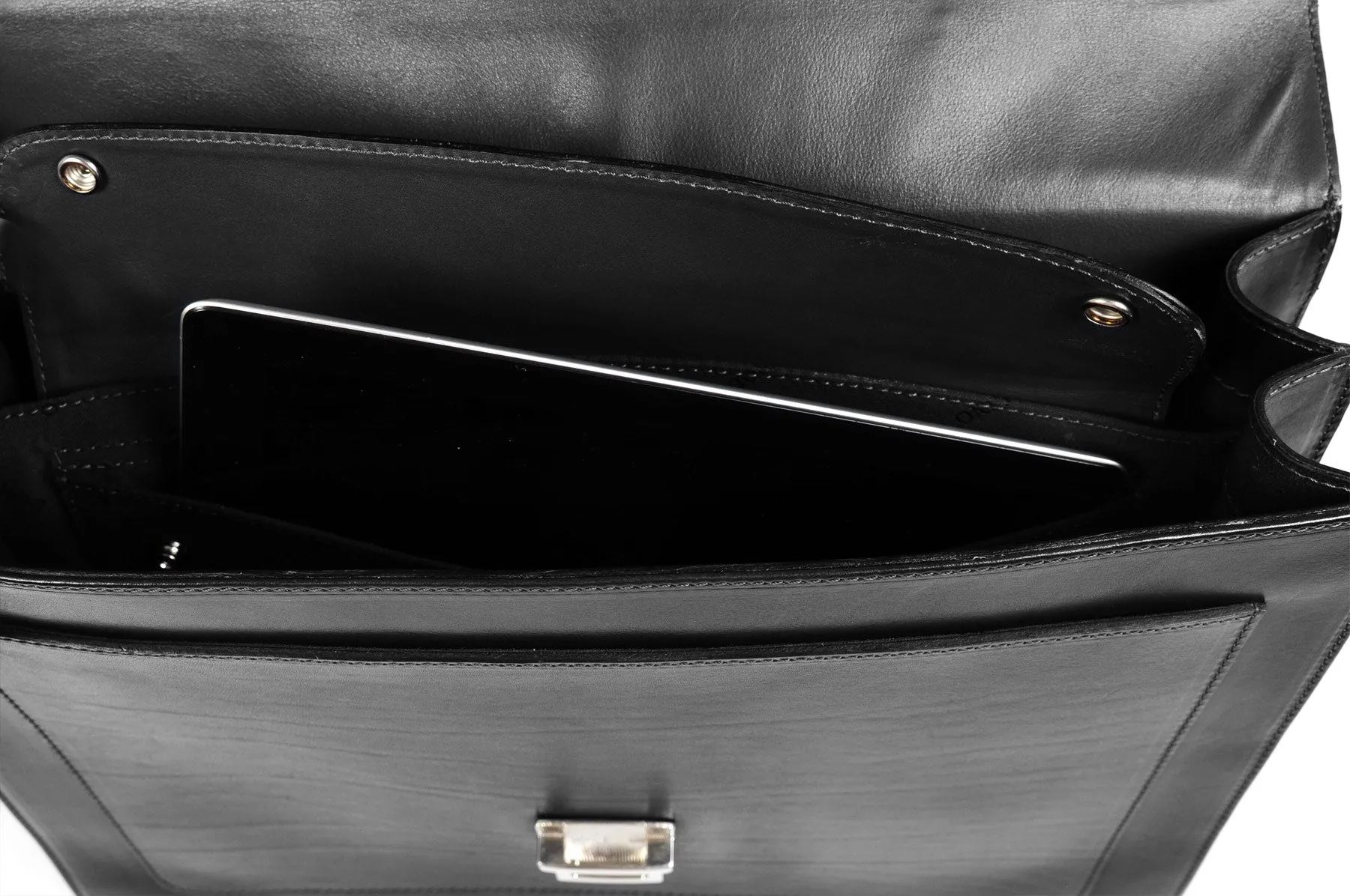 Italian Leather Briefcase - The Arrezo - Onyx Black