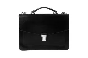 Italian Leather Briefcase - The Arrezo - Onyx Black