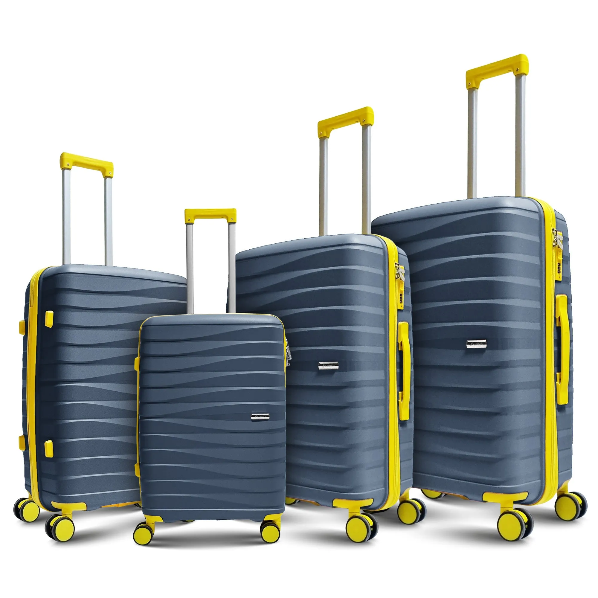 Karry-On Premium 4-Piece Hard Shell Luggage Set with Yellow Accents (32,28,24,20)