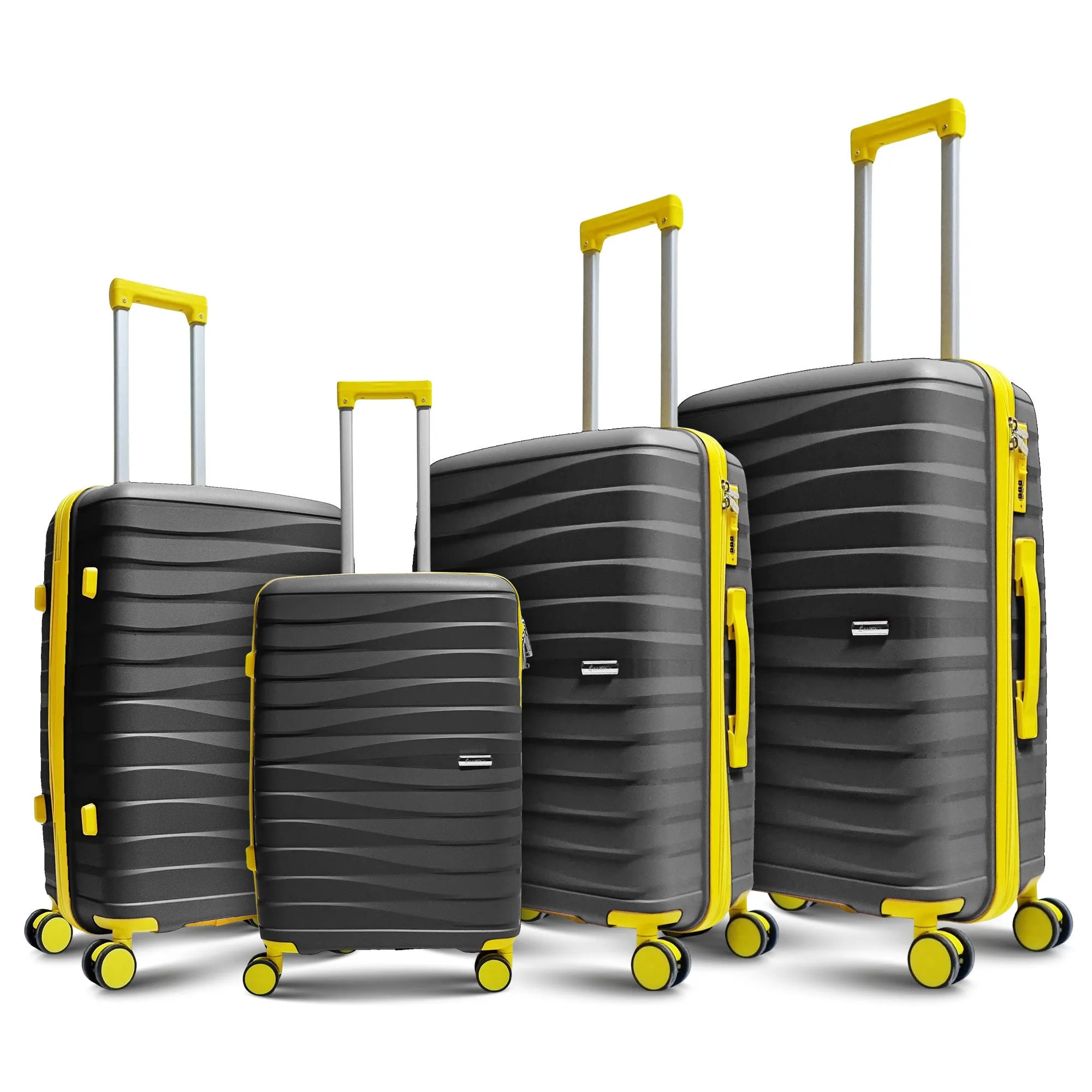 Karry-On Premium 4-Piece Hard Shell Luggage Set with Yellow Accents (32,28,24,20)