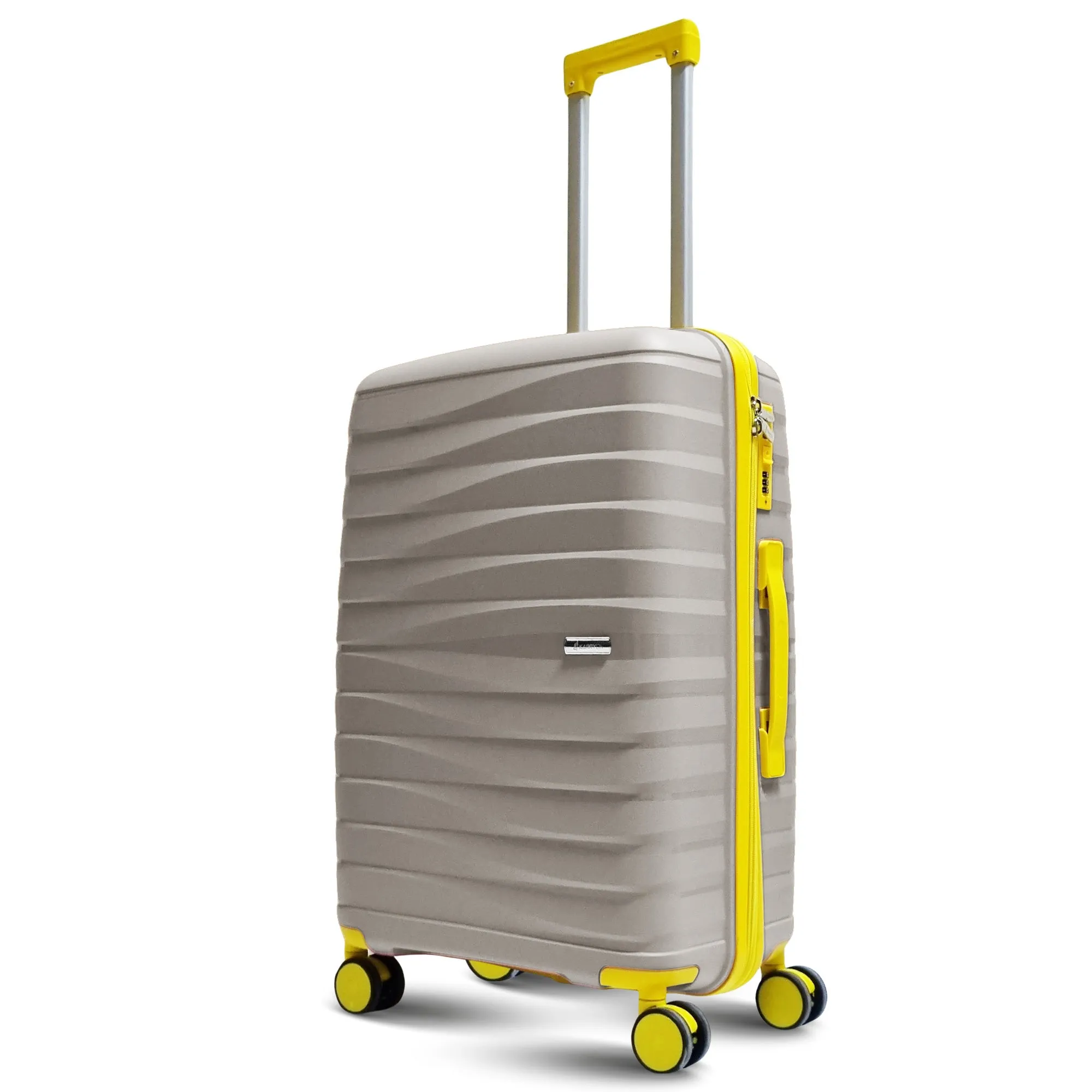 Karry-On Premium 4-Piece Hard Shell Luggage Set with Yellow Accents (32,28,24,20)