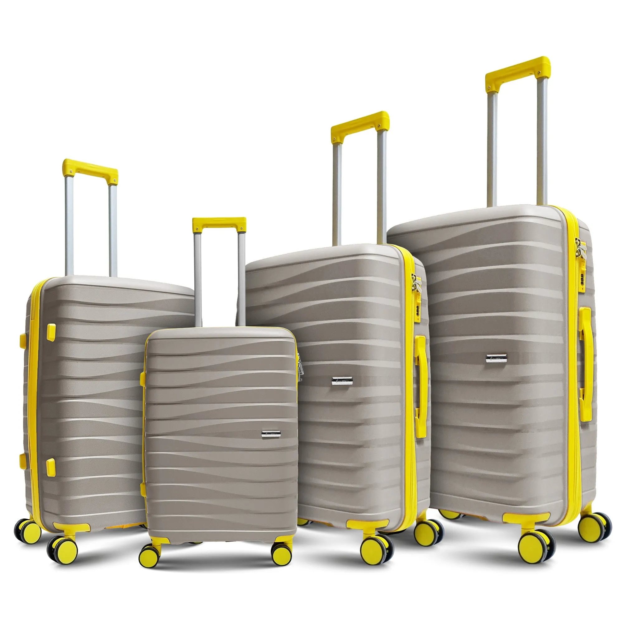 Karry-On Premium 4-Piece Hard Shell Luggage Set with Yellow Accents (32,28,24,20)