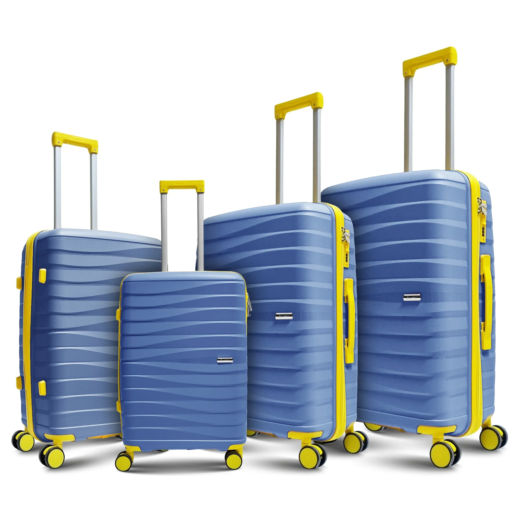 Karry-On Premium 4-Piece Hard Shell Luggage Set with Yellow Accents (32,28,24,20)