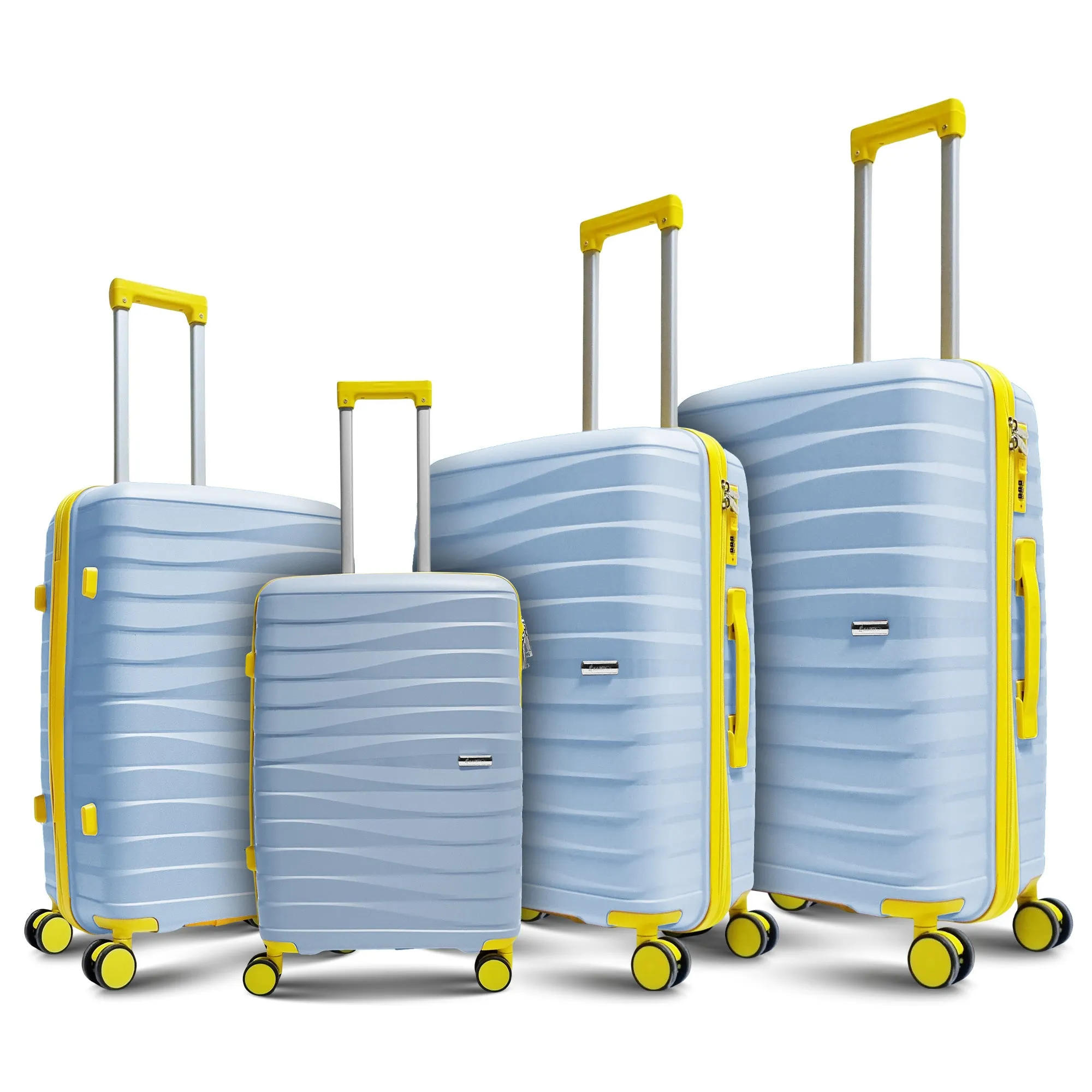 Karry-On Premium 4-Piece Hard Shell Luggage Set with Yellow Accents (32,28,24,20)