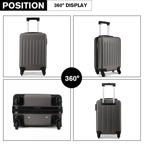 Kono 19 Inch Grey ABS Hard Shell Carry On Luggage | Lightweight & Durable Travel Suitcase