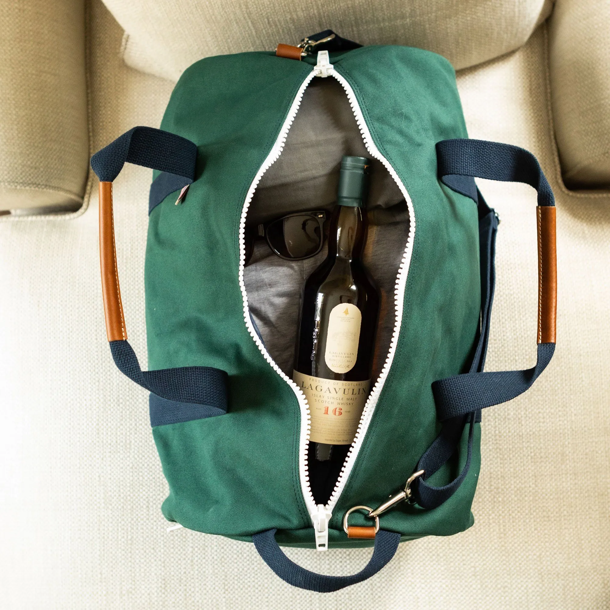 Large Chatham Duffel Bag with Shoe Compartment- Hunter Green/Navy