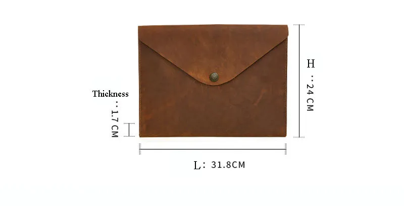 Leather iPad 12 Bag, Full Grain Cow Leather Briefcases and Laptop Bags