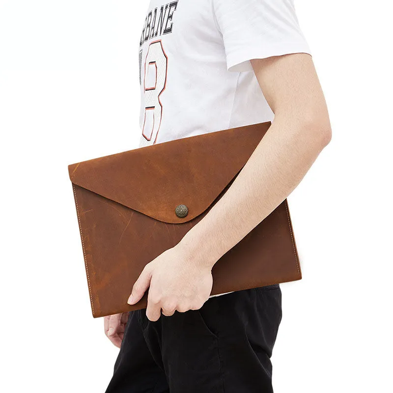 Leather iPad 12 Bag, Full Grain Cow Leather Briefcases and Laptop Bags