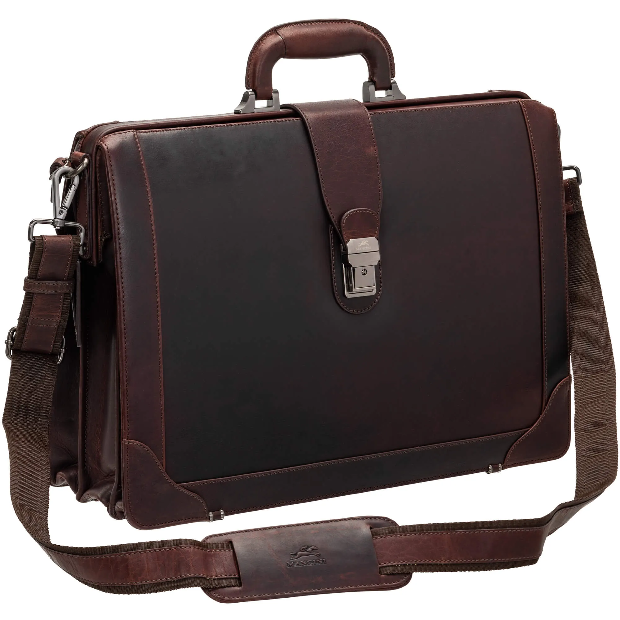 Mancini Buffalo Luxurious Litigator Briefcase Pocket for 17.3” Laptop