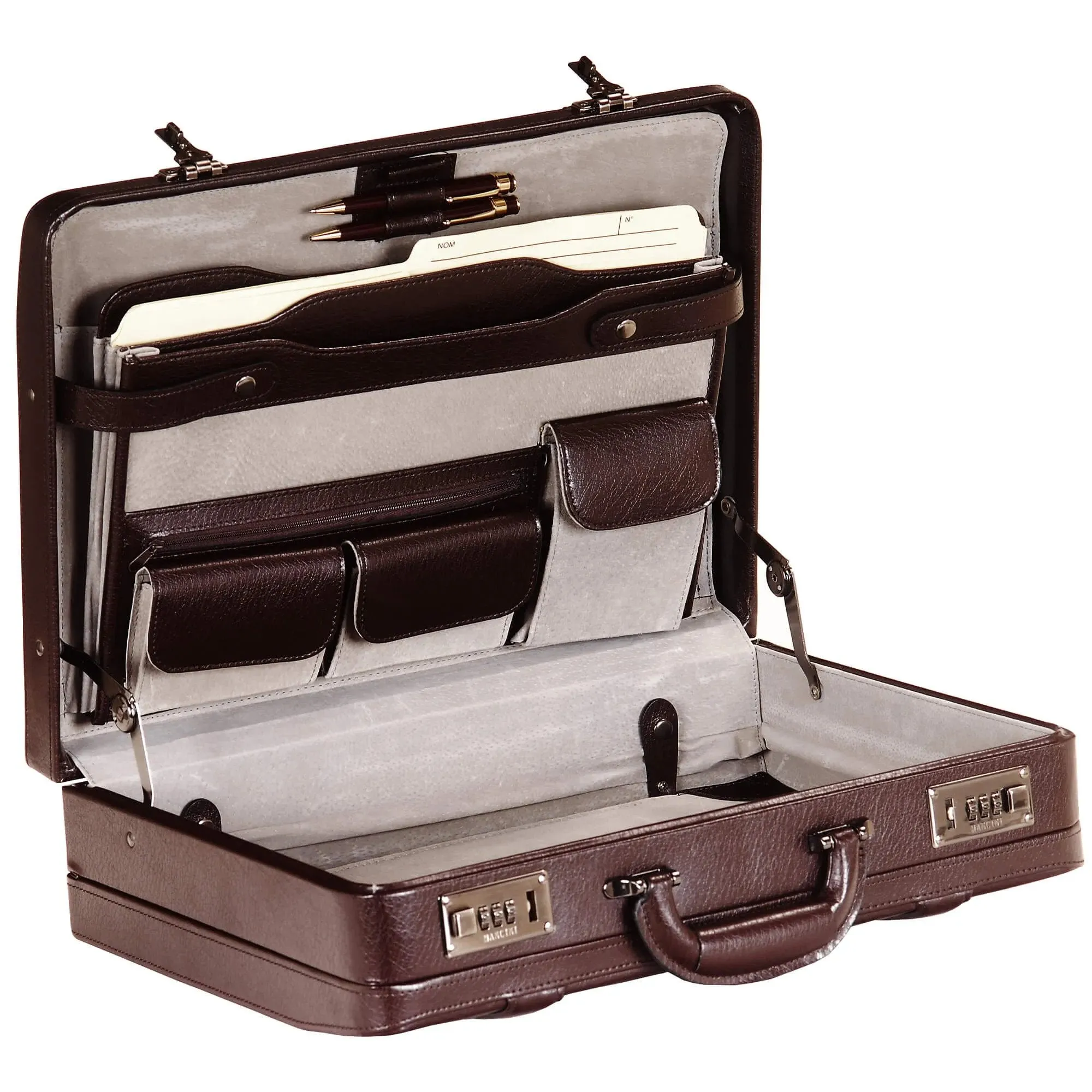 Mancini Leather Goods Expandable Attaché Case Black