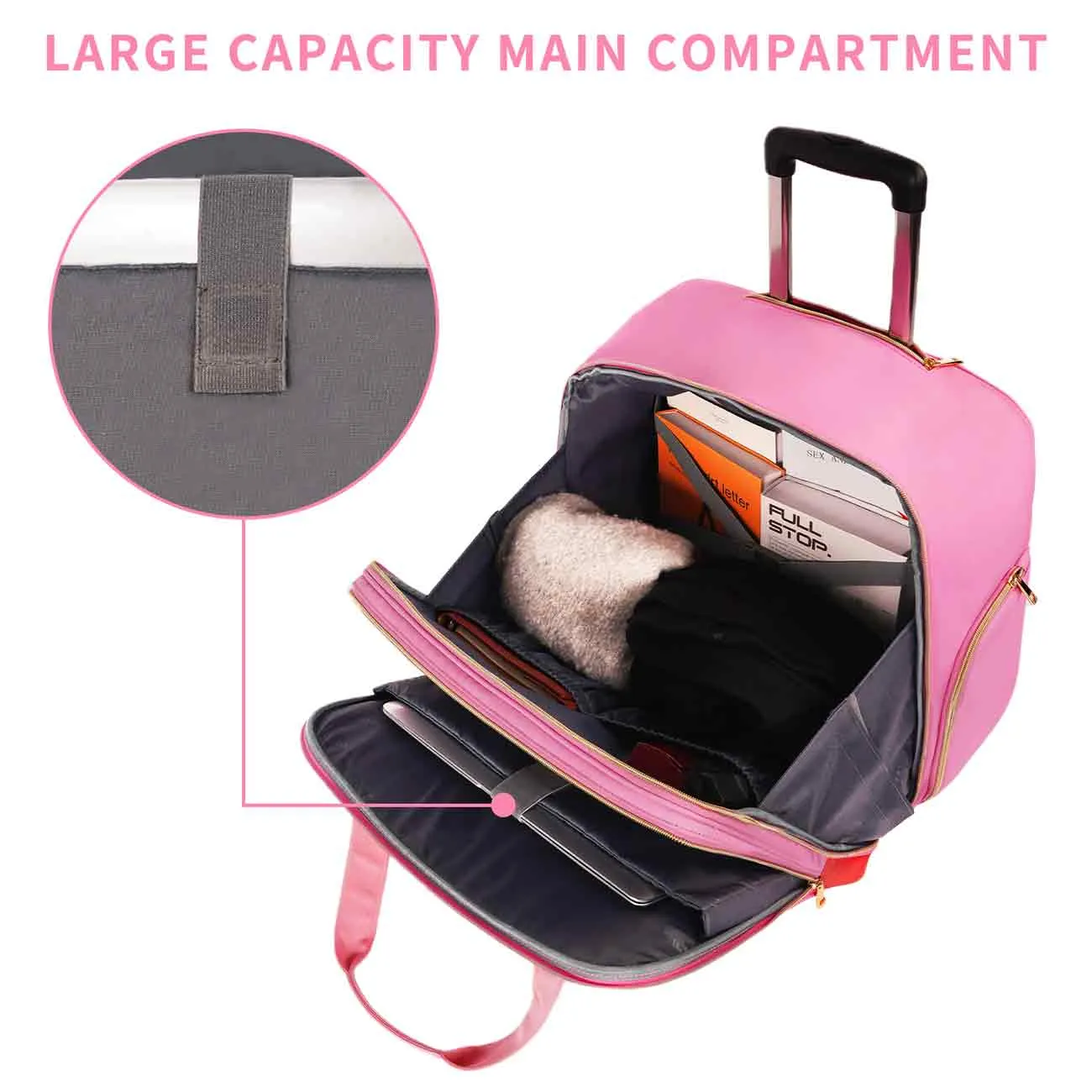 Matein Pink Rolling Briefcase for Women