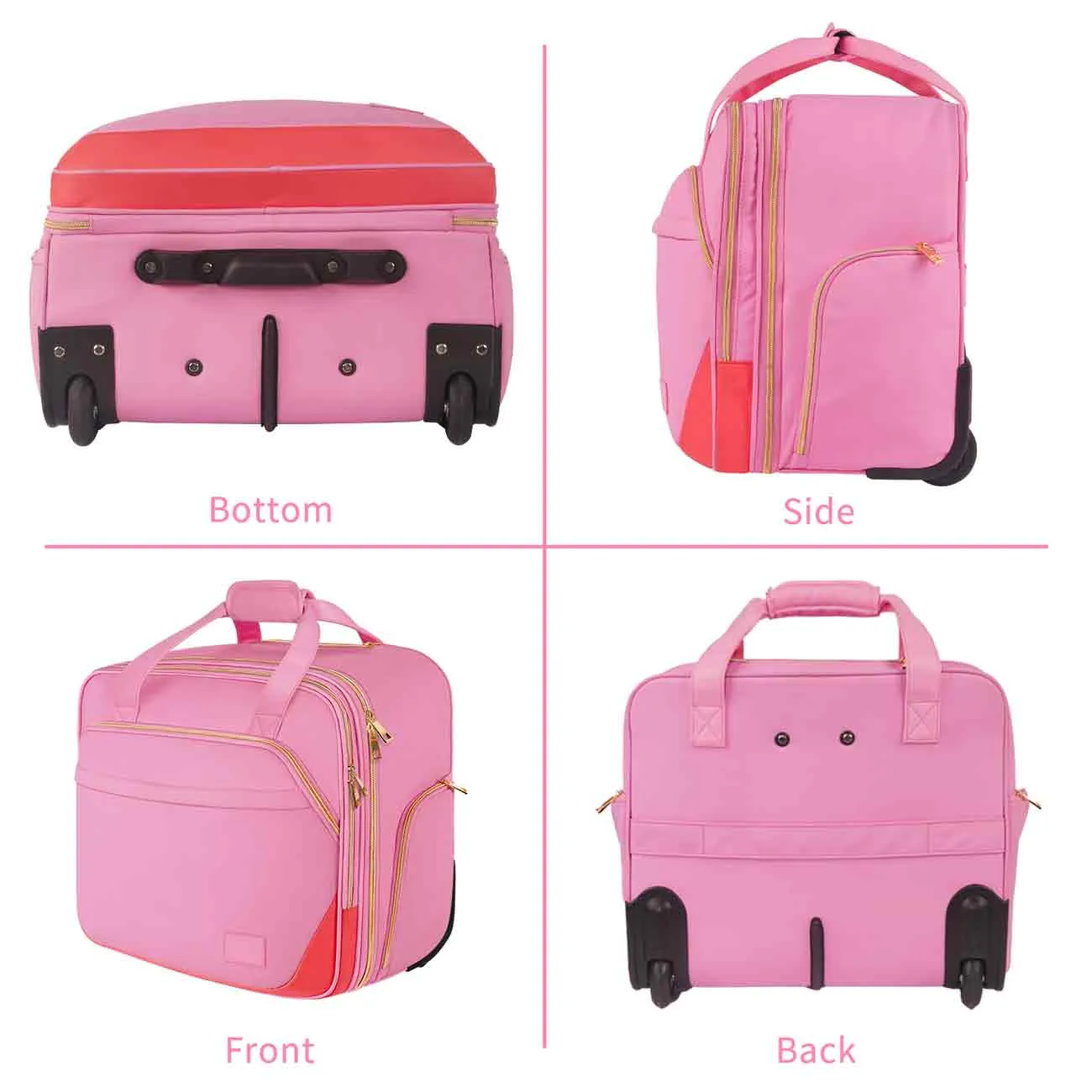 Matein Pink Rolling Briefcase for Women