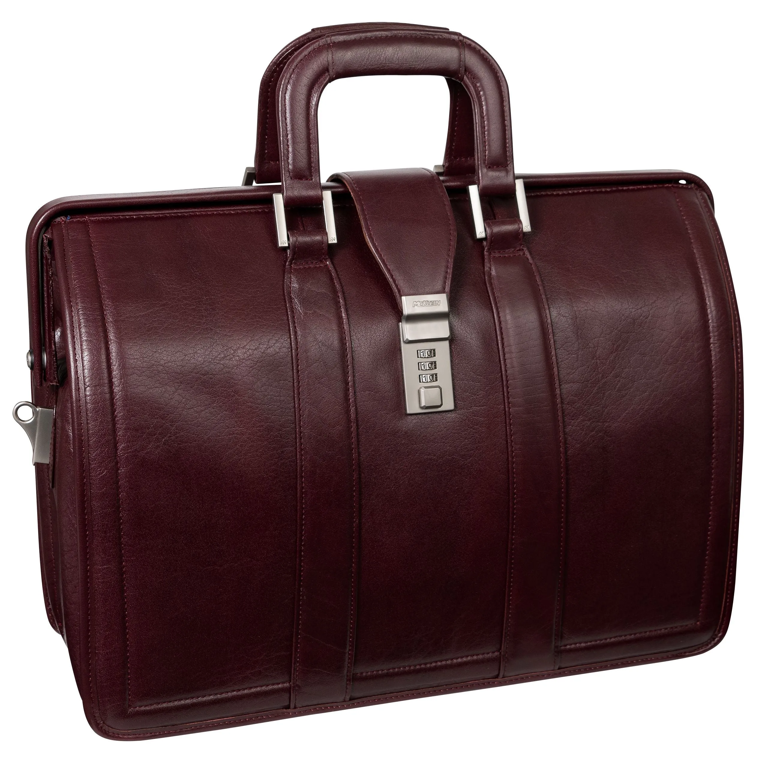 McKlein Morgan 17" Leather Litigator Laptop Briefcase Burgundy