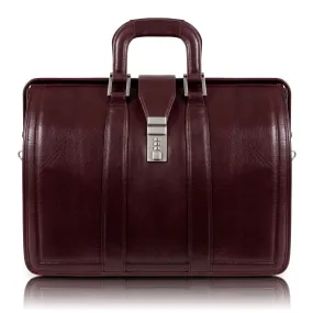 McKlein Morgan 17" Leather Litigator Laptop Briefcase Burgundy