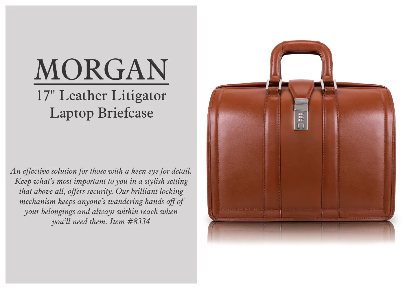 McKlein Morgan 17" Leather Litigator Laptop Briefcase Burgundy