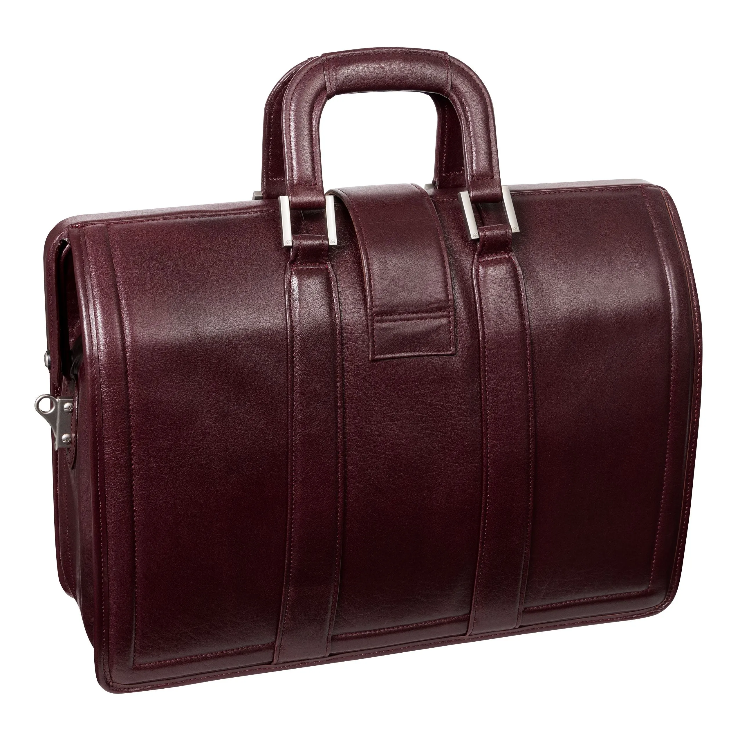 McKlein Morgan 17" Leather Litigator Laptop Briefcase Burgundy