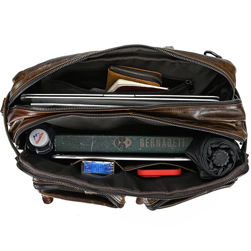 Mens Genuine Leather 3-in-1 Backpack-Briefcase-Shoulder Bag