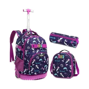 Mermaid 3-Piece Backpack Trolley Set