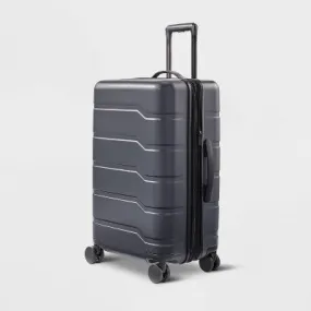 New - Hardside Medium Checked Suitcase Gray - Open Story