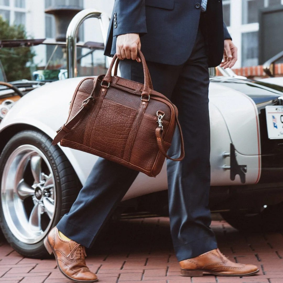 Ryder Reserve Bison Leather Laptop Briefcase | Brown