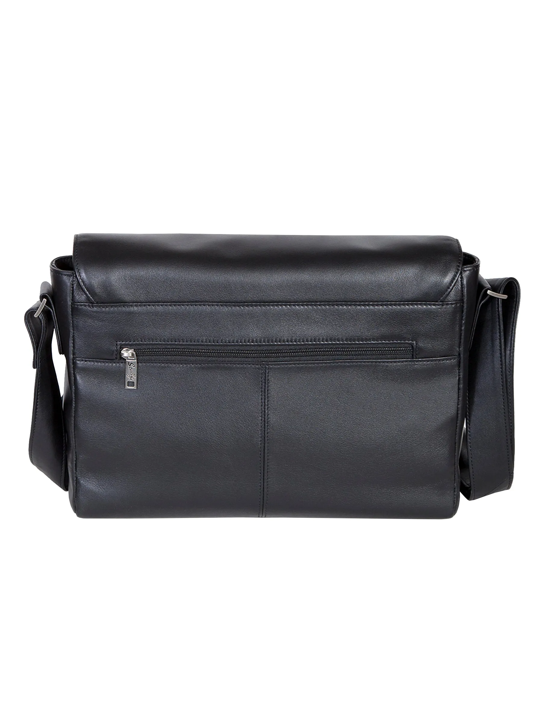 Scully Leather Soft Plonge Messenger Brief Black