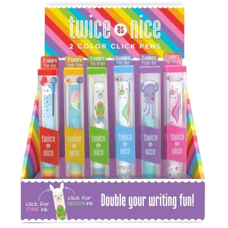 Snifty Twice As Nice Rainbow 2-Colour Click Pens, Assorted