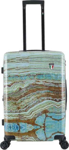 TUCCI Emerald Marble 24” Medium Hardside Checked Suitcase