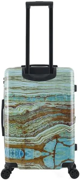 TUCCI Emerald Marble 24” Medium Hardside Checked Suitcase