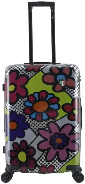 TUCCI Pop Art Flower Dots 24” Medium Hardside Checked Suitcase